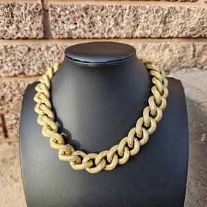 Edwin Pearl Vintage Gold Chunky Chain Link Choker Necklace Women's Jewelry